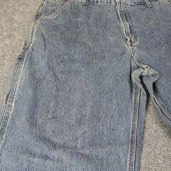 Carhartt Jeans Adult‎ 38x32 Blue Carpenter Distressed Work Wear Trousers - Picture 2 of 12